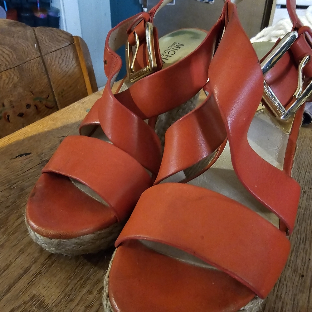 Red Wedge Sandals